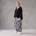 Luftige Ballonhose in Leinenoptik mit elastischem Bund in Marineblau für sommerlichen Look