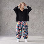 Luftige Ballonhose in Leinenoptik mit elastischem Bund in Marineblau für sommerlichen Look