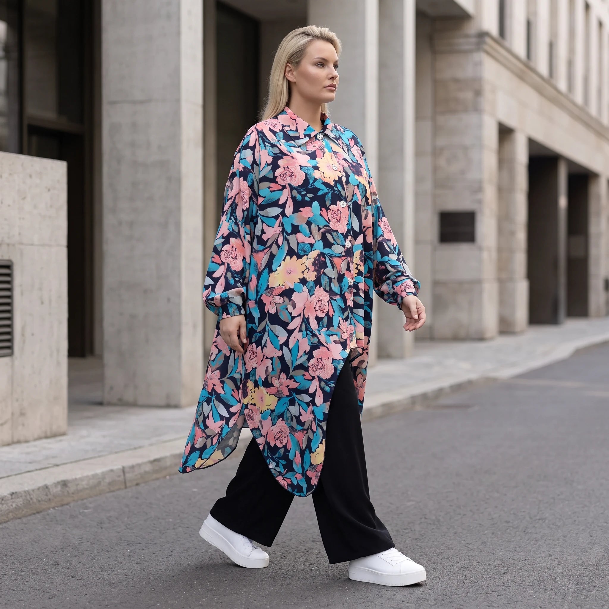 Sommerbluse in zartem Aqua mit lässigem Zipfelsaum und Hemdkragen für sommerliche Tage