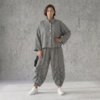 Bengaline Jacke in Schwarz und Weiß mit Stehkragen kastiger Passform und Knopfverschluss