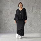 Eleganter Maxirock aus Jersey in klassischem Schwarz mit Saumschlitz und elastischem Bund