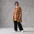 Fließendes Shirt mit 3/4-Arm und Rundhalsausschnitt aus edlem Popeline in Gelb und Fuchsia