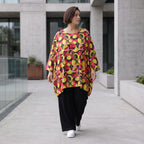 Fließendes Shirt mit 3/4-Arm und Rundhalsausschnitt aus edlem Popeline in Gelb und Fuchsia