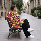 Fließendes Shirt mit 3/4-Arm und Rundhalsausschnitt aus edlem Popeline in Gelb und Fuchsia