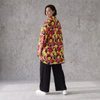 Bluse aus Viskose Popeline in Gelb und Fuchsia mit Hemdkragen und Knopfleiste sommerlich