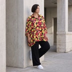 Bluse aus Viskose Popeline in Gelb und Fuchsia mit Hemdkragen und Knopfleiste sommerlich