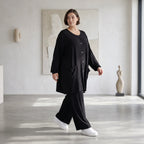 Elegante schwarze Jacke aus weichem Viskosejersey mit schmeichelndem Schnitt Knopfleiste