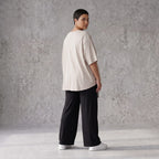 Kastiges Kurzarmshirt aus weichem Stretch Jersey in Beige mit dekorativem Ösenband Akzent