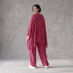 Damen Shirt Avantgarde Baumwolle Fuchsia/Marine, kastiger Schnitt, Kurzarm, V-Ausschnitt, Oversize große Größen – AKH Fashion