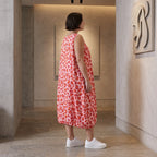 Damen Kleid Avantgarde Baumwolle Rose/Rot, Ballonschnitt, Flügeltaschen, Oversize große Größen – AKH Fashion