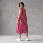 Damen Kleid Avantgarde Baumwolle Fuchsia/Marine, Ballonschnitt, Flügeltaschen, Oversize große Größen – AKH Fashion