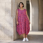 Damen Kleid Avantgarde Baumwolle Fuchsia/Marine, Ballonschnitt, Flügeltaschen, Oversize große Größen – AKH Fashion