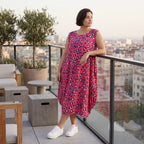 Damen Kleid Avantgarde Baumwolle Fuchsia/Marine, Ballonschnitt, Flügeltaschen, Oversize große Größen – AKH Fashion