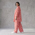 Damen Bluse Avantgarde Baumwolle Rose/Rot, gerader Schnitt, Langarm, Knopfleiste, Oversize große Größen – AKH Fashion