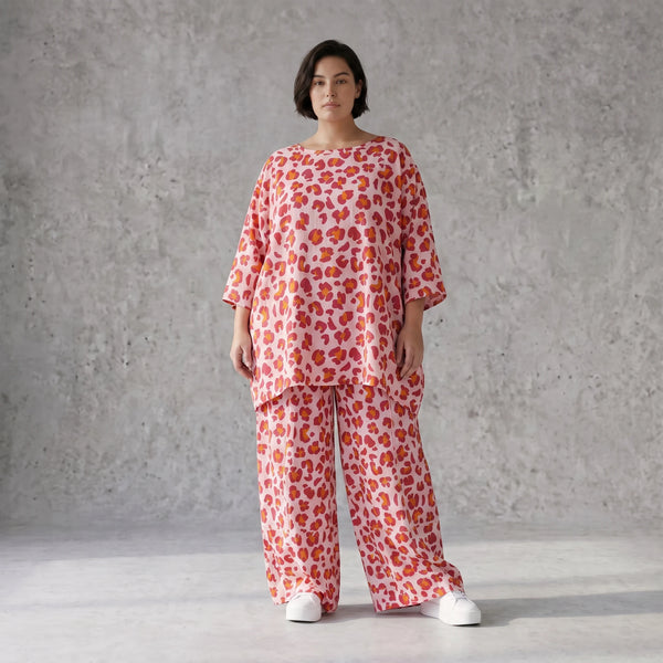 Damen Hose Avantgarde Baumwolle Rose/Rot, Ballonschnitt, Elastikbund, Oversize große Größen – AKH Fashion