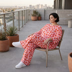 Damen Hose Avantgarde Baumwolle Rose/Rot, Ballonschnitt, Elastikbund, Oversize große Größen – AKH Fashion