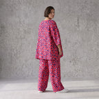 Damen Hose Avantgarde Baumwolle Fuchsia/Marine, Ballonhose, Elastikbund, Oversize große Größen – AKH Fashion