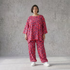 Damen Hose Avantgarde Baumwolle Fuchsia/Marine, Ballonhose, Flügeltaschen, Oversize große Größen – AKH Fashion