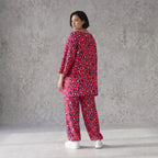 Damen Hose Avantgarde Baumwolle Fuchsia/Marine, Ballonhose, Flügeltaschen, Oversize große Größen – AKH Fashion