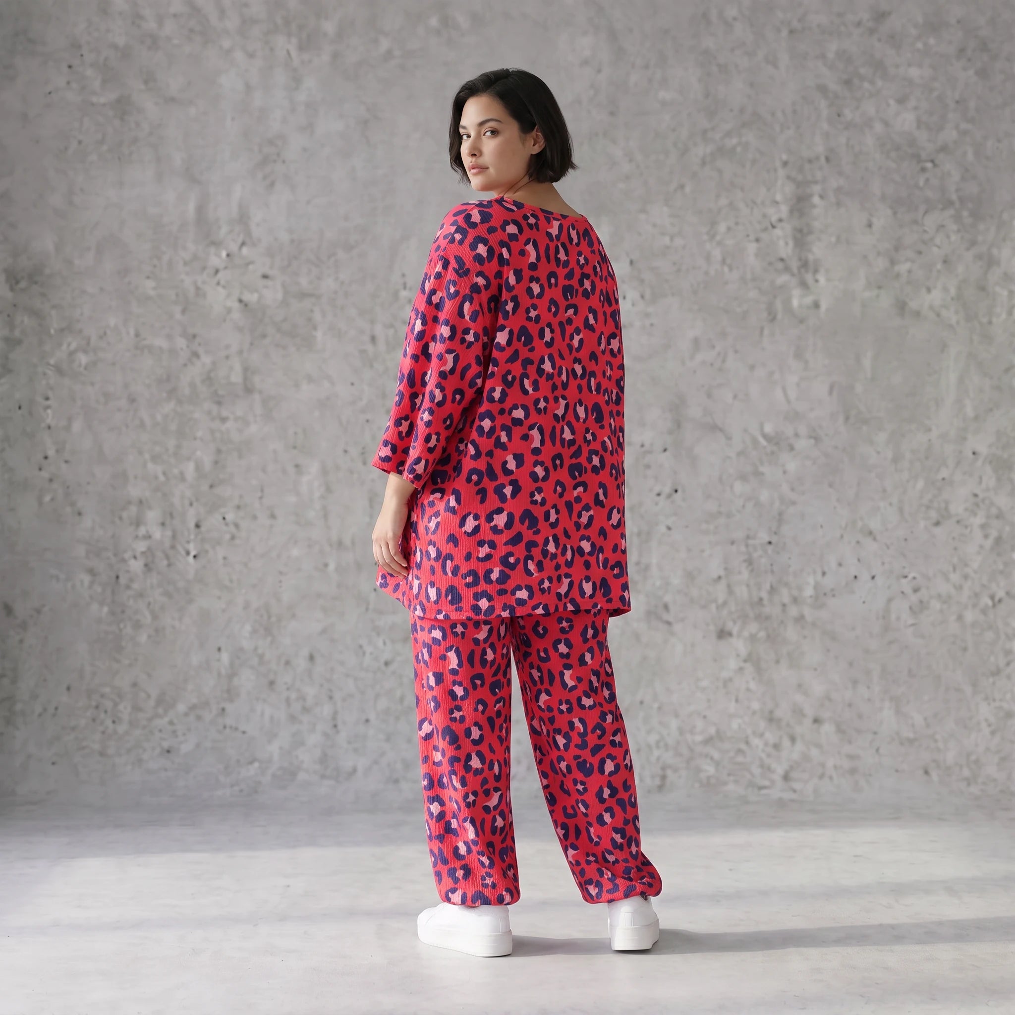 Damen Hose Avantgarde Baumwolle Fuchsia/Marine, Ballonhose, Flügeltaschen, Oversize große Größen – AKH Fashion