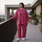 Damen Hose Avantgarde Baumwolle Fuchsia/Marine, Ballonhose, Flügeltaschen, Oversize große Größen – AKH Fashion