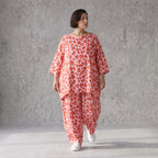 Damen Shirt Avantgarde Baumwolle Rose/Rot, A-Form, Seitentaschen, Oversize große Größen – AKH Fashion