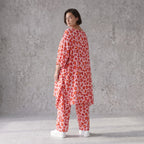 Damen Shirt Avantgarde Baumwolle Rose/Rot, A-Form, Volant, Oversize große Größen – AKH Fashion