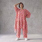 Damen Shirt Avantgarde Baumwolle Rose/Rot, A-Form, Volant, Oversize große Größen – AKH Fashion
