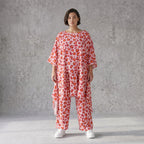 Damen Shirt Avantgarde Baumwolle Rose/Rot, A-Form, Volant, Oversize große Größen – AKH Fashion