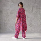 Damen Shirt Avantgarde Baumwolle Fuchsia/Marine, A-Form, Oversize große Größen – AKH Fashion