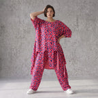Damen Shirt Avantgarde Baumwolle Fuchsia/Marine, A-Form, Oversize große Größen – AKH Fashion