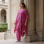 Damen Shirt Avantgarde Baumwolle Fuchsia/Marine, A-Form, Oversize große Größen – AKH Fashion
