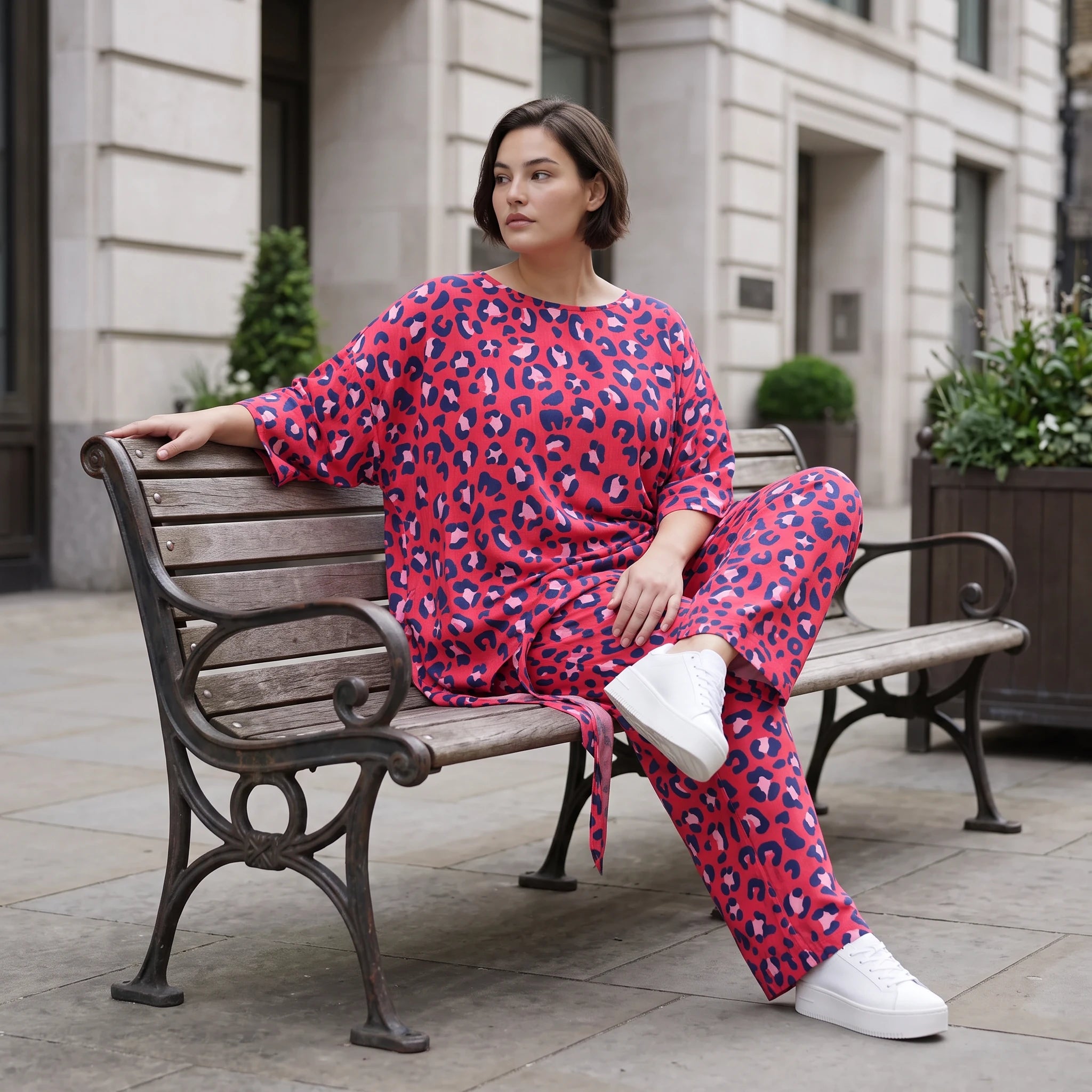 Damen Shirt Avantgarde Baumwolle Fuchsia/Marine, A-Form, Oversize große Größen – AKH Fashion