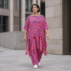 Damen Shirt Avantgarde Baumwolle Fuchsia/Marine, A-Form, Oversize große Größen – AKH Fashion