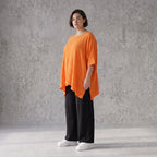 Damen Shirt Avantgarde Viskose Orange, kastiger Schnitt, Kurzarm, Oversize große Größen – AKH Fashion
