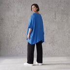 Damen Shirt Avantgarde Viskose Royalblau, kastiger Schnitt, Kurzarm, Oversize große Größen – AKH Fashion