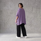 Damen Shirt Avantgarde Viskose Lila, kastiger Schnitt, Kurzarm, Oversize große Größen – AKH Fashion