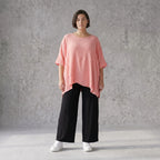 Damen Shirt Avantgarde Viskose Rosa, kastiger Schnitt, Kurzarm, Oversize große Größen – AKH Fashion