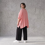 Damen Shirt Avantgarde Viskose Rosa, kastiger Schnitt, Kurzarm, Oversize große Größen – AKH Fashion
