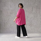 Damen Shirt Avantgarde Viskose Fuchsia, kastiger Schnitt, Kurzarm, Oversize große Größen – AKH Fashion