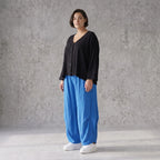 Damen Hose Avantgarde Viskose Royalblau, Ballonschnitt, Flügeltaschen, Oversize große Größen – AKH Fashion