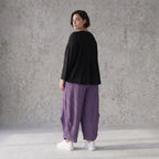 Damen Hose Avantgarde Viskose Lila, Ballonschnitt, Elastikbund, Oversize große Größen – AKH Fashion