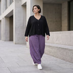 Damen Hose Avantgarde Viskose Lila, Ballonschnitt, Elastikbund, Oversize große Größen – AKH Fashion