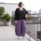 Damen Hose Avantgarde Viskose Lila, Ballonschnitt, Elastikbund, Oversize große Größen – AKH Fashion