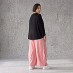 Damen Hose Avantgarde Viskose Rosa, Ballonschnitt, Elastikbund, Oversize große Größen – AKH Fashion