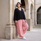 Damen Hose Avantgarde Viskose Rosa, Ballonschnitt, Elastikbund, Oversize große Größen – AKH Fashion