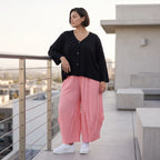 Damen Hose Avantgarde Viskose Rosa, Ballonschnitt, Elastikbund, Oversize große Größen – AKH Fashion