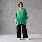 Damen Shirt Avantgarde Viskose Grün, A-Linie, Seitentaschen, Oversize große Größen – AKH Fashion