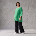Damen Shirt Avantgarde Viskose Grün, A-Linie, Seitentaschen, Oversize große Größen – AKH Fashion