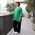 Damen Shirt Avantgarde Viskose Grün, A-Linie, Seitentaschen, Oversize große Größen – AKH Fashion